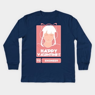 Girls in Happy Valentines Day to Engineer Kids Long Sleeve T-Shirt